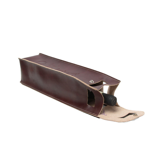 Leather wine holder - brown